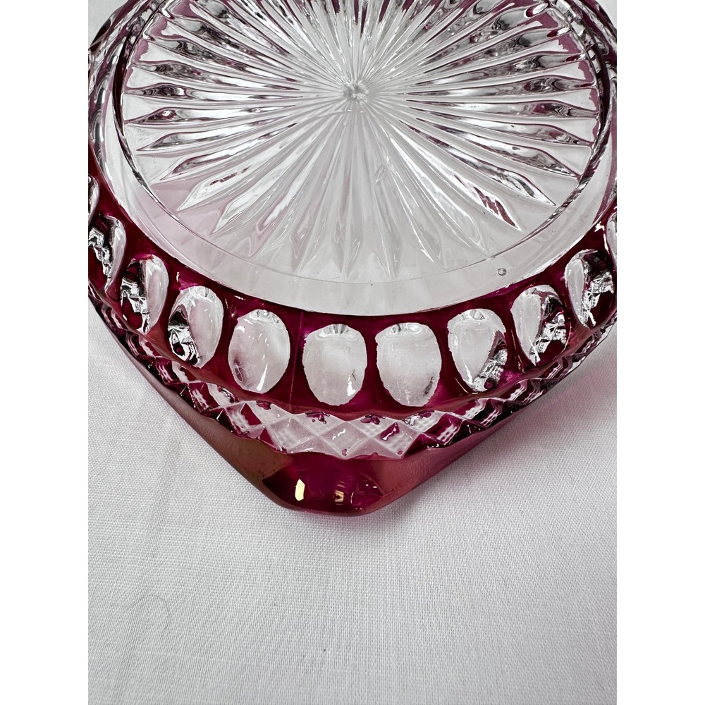 Westmoreland Ruby Red Waterford‎ 5" Heart Shaped Bonbon Nappy Glass Dish Handle - Picture 7 of 14